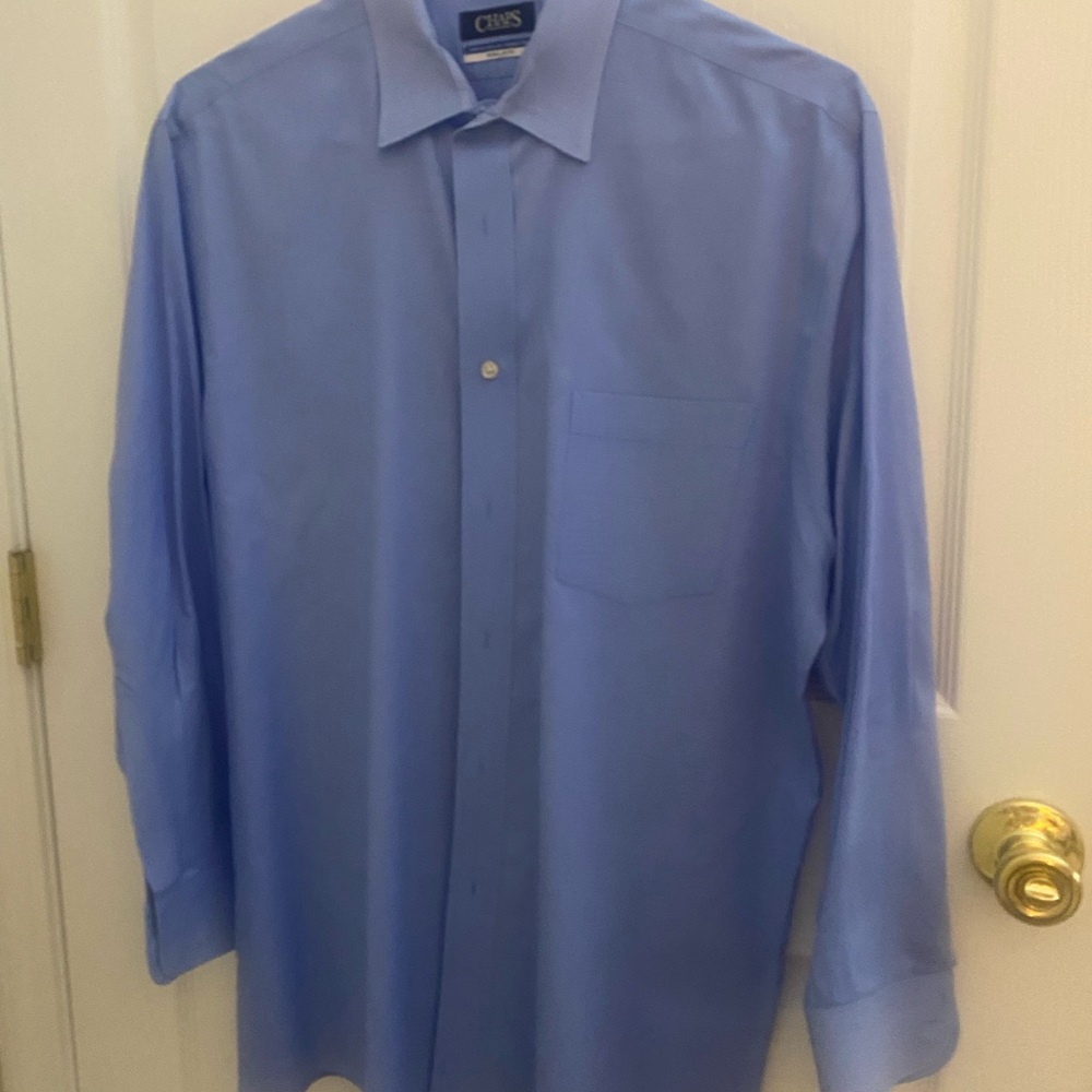 Chaps Mens Blue Dress Shirt Size 16.5 Neck